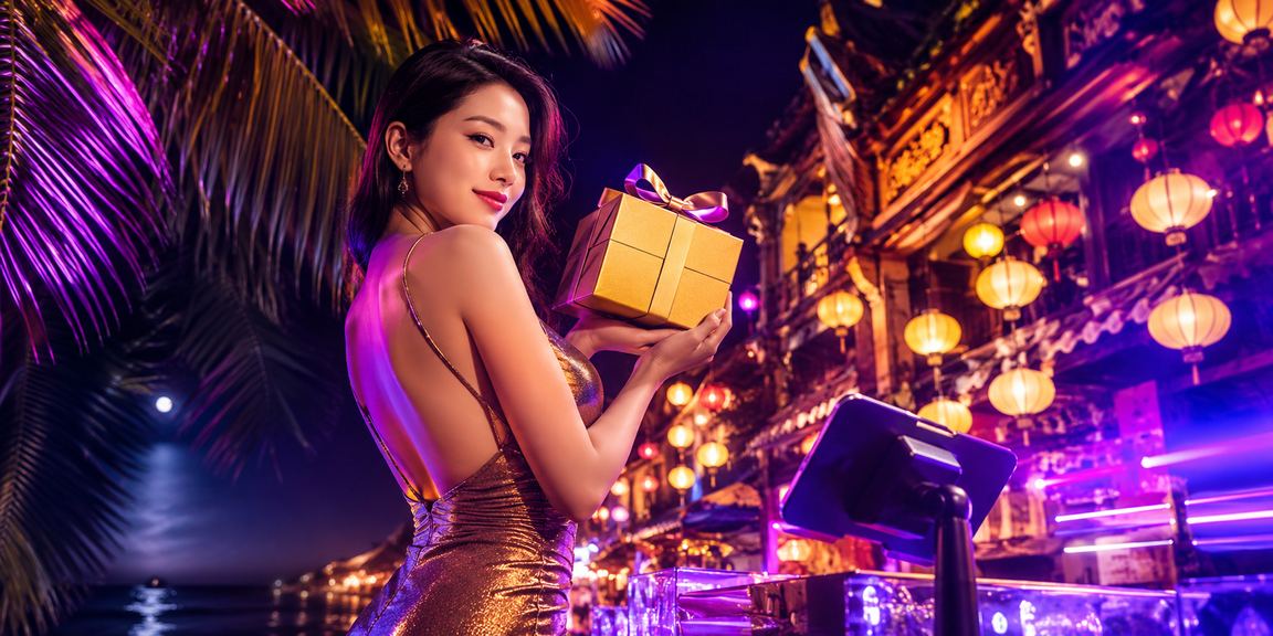 Không gian giải trí casino về đêm tại Hà Nội với đèn lồng truyền thống lung linh